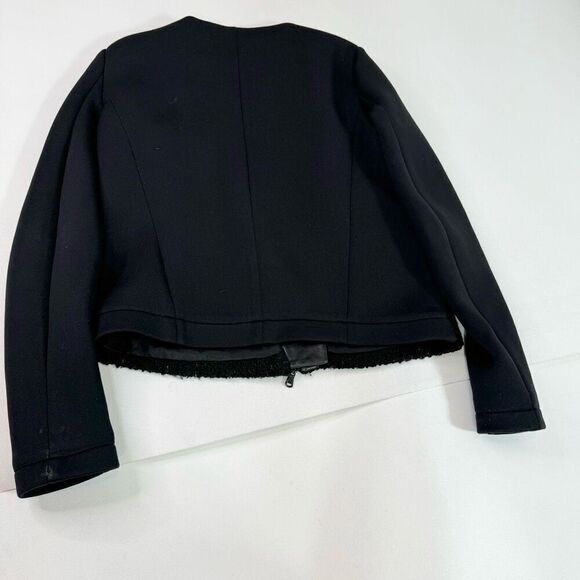 tibi Jacket Blazer Womens 4 Virgin Wool Blend Black Textured Full Zip Pocets - Picture 9 of 9